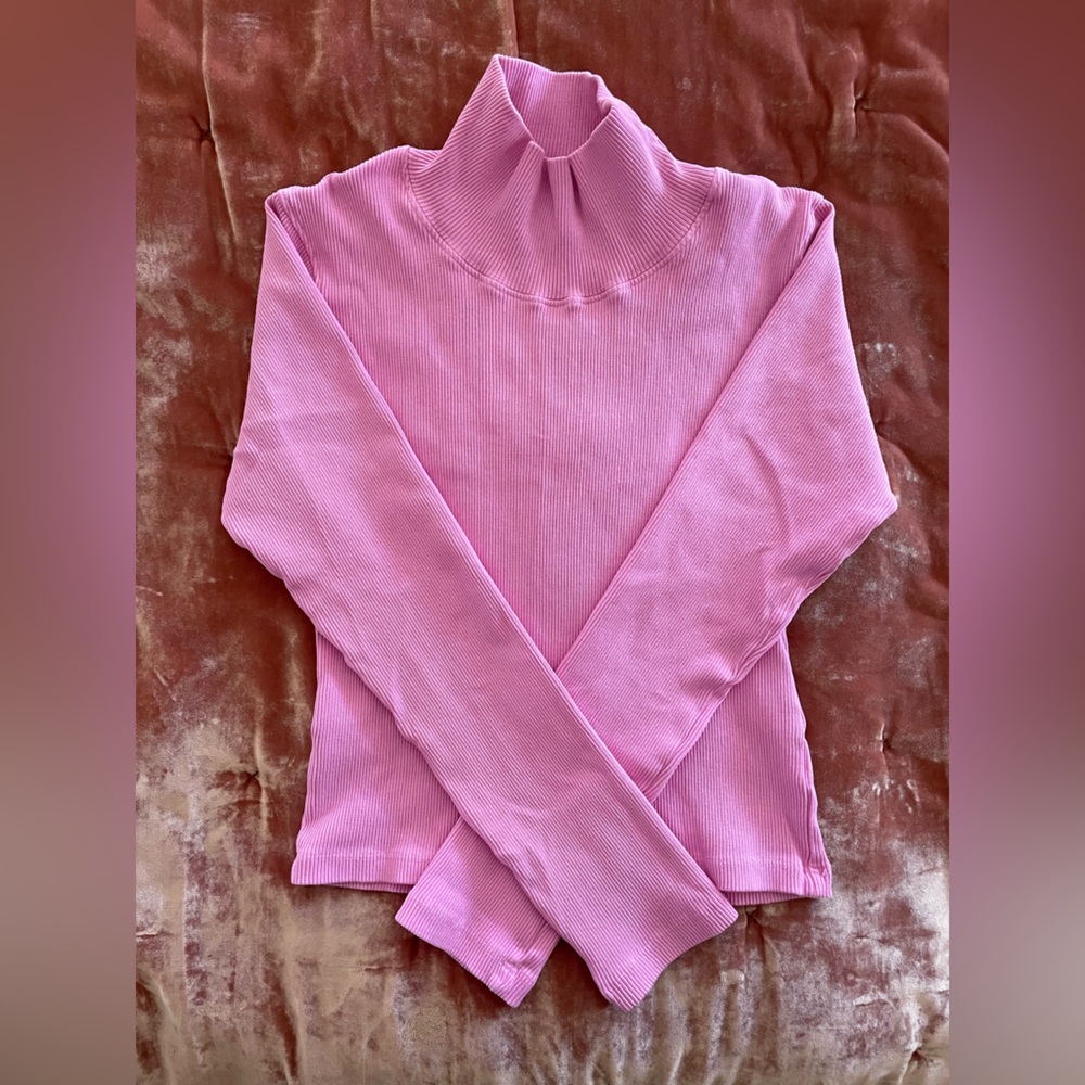 Big Bud Press Organic Cotton Pink Ribbed Turtleneck, size S